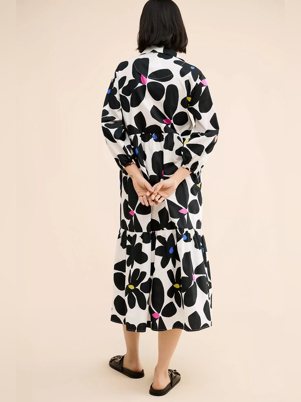 MAEVE x ANTHROPOLOGIE The Bettina Tiered Midi Shirt Dress M - Picture 9 of 12